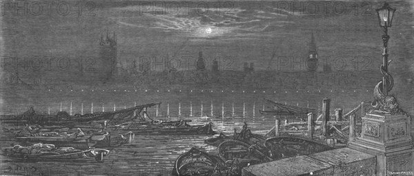 'The Houses of Parliament at Night', 1872. Creator: Gustave Doré.