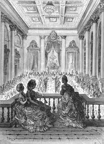 'The Goldsmiths at Dinner', 1872.  Creator: Gustave Doré.