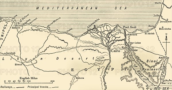 'Map illustrating the Campaigns in Egypt from February, 1915, to May, 1916', .  Creator: Unknown.