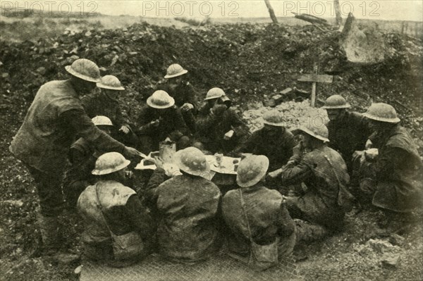 British troops spend Christmas on the battlefield, First World War, c1916, (c1920). Creator: Unknown.