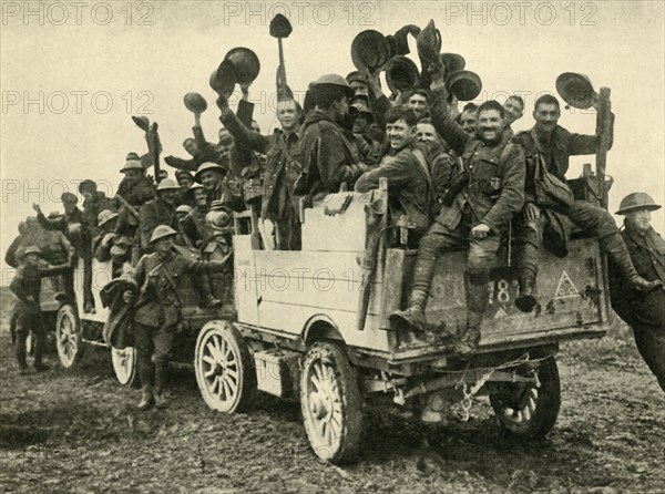 'Happy Warriors: Canadians returning from a successful attack', First World War, c1916, (c1920). Creator: Unknown.