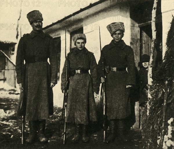 Female Russian soldier decorated for bravery, First World War, c1916, (c1920). Creator: Unknown.