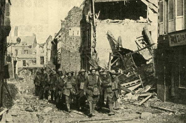 British troops in Péronne, northern France, First World War, 18 March 1917, (c1920). Creator: Unknown.