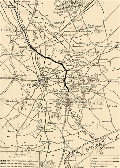 Map of Ypres, West Flanders, Belgium, First World War, (c1920). Creator: Unknown.