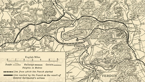 'Map illustrating the Operations at Verdun', First World War, August-November, 1917, (c1920). Creator: Unknown.