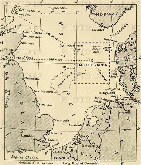 'The Scene of the Battle of Jutland, May 31-June 1, 1916', (c1920). Creator: Unknown.