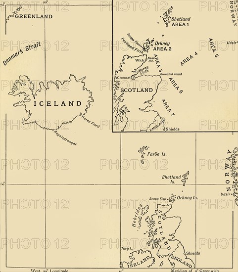 'Map showing the Scope of the Operations of the 10th Cruiser Squadron'...1916, (c1920). Creator: Unknown.