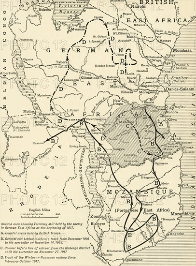 'Map illustrating the Closing Phases of the East African Campaign, 1917-18', (c1920). Creator: Unknown.