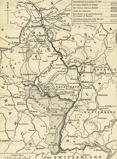 'Germany's Western Frontier under the terms of the Peace Treaty', 1918, (c1920). Creator: Unknown.