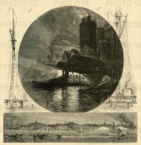 'Poughkeepsie, and its Founderies at Night', 1874.  Creator: Harry Fenn.