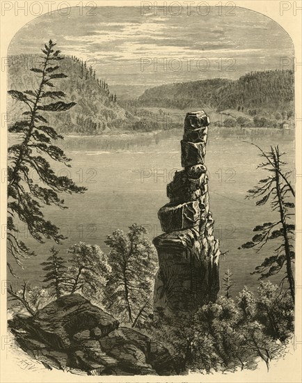 'Cleopatra's Needle, Devil's Lake, Wisconsin', 1874. Creator: Alfred Waud.