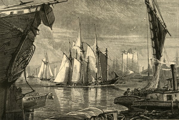 'Scene on the East River', 1874. Creator: Harry Fenn.