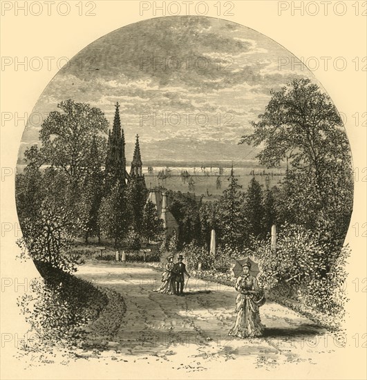 'New-York Bay, from Greenwood Cemetery', 1874.  Creator: William Hamilton Gibson.