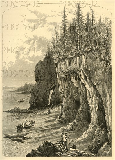 'The Cliffs Near "The Ovens".', 1872.  Creator: Harry Fenn.