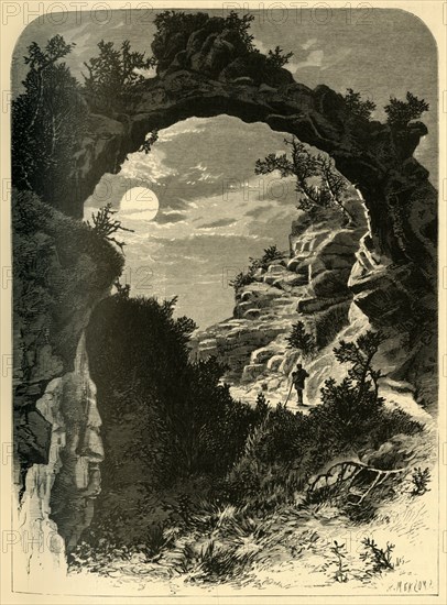 'Arched Rock by Moonlight', 1872.  Creator: A. Measom.