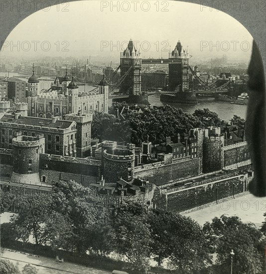 'The Tower of London and the Tower Bridge, London, England', c1930s. Creator: Unknown.