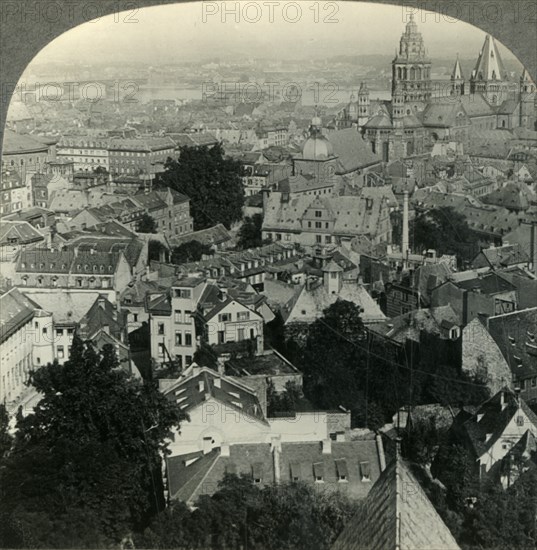 'Mainz, Germany, from St. Stephen's Church - View N. E. across the Rhine to the Village of Castel',  Creator: Unknown.