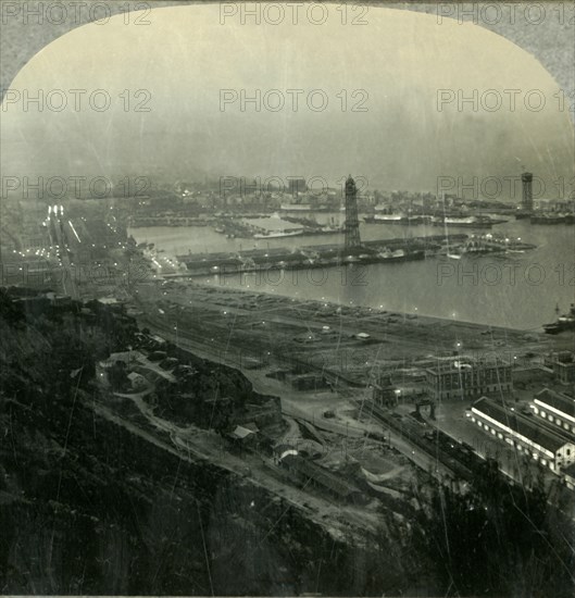 'Night in Barcelona, the Harbor from the Fortress, Spain', c1930s. Creator: Unknown.