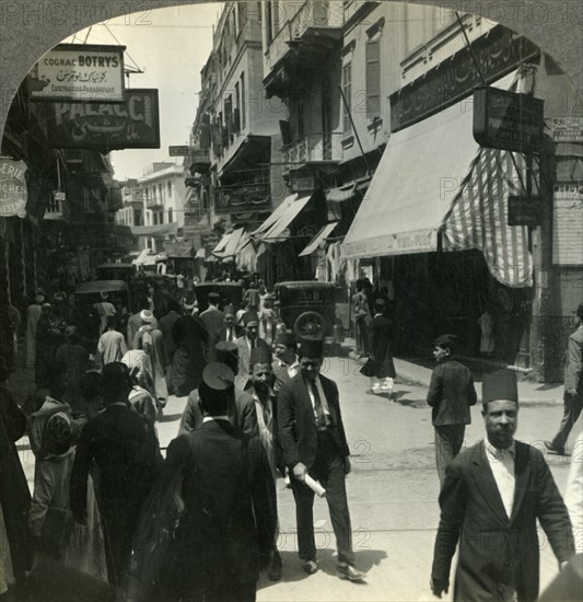 'West on the Muski, Chief Arabian Thoroughfare of Cairo, Egypt', c1930s. Creator: Unknown.