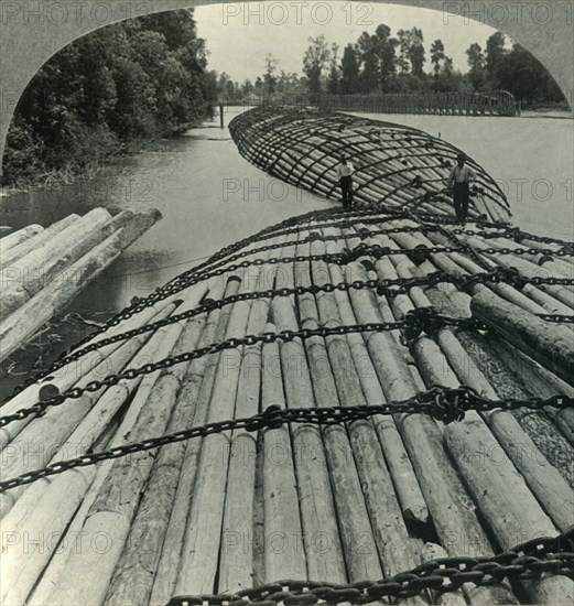 'Great Chained Log Rafts on the Columbia River, Wash.', c1930s. Creator: Unknown.