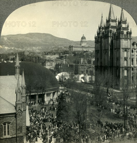 'Salt Lake City, Utah - Looking North over Temple Square to the Capitol', c1930s. Creator: Unknown.