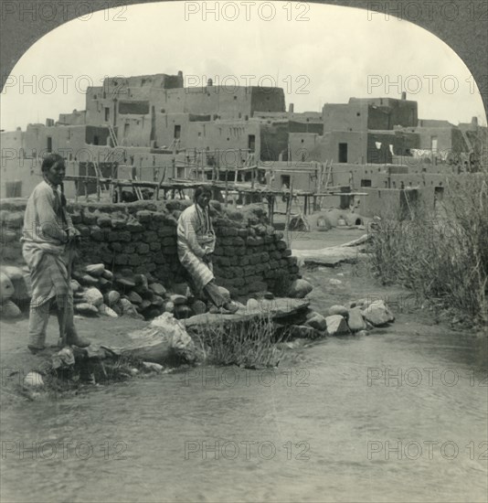 'As in Ancient Days, Pueblo of the Taos Indians, Taos, New Mexico', c1930s. Creator: Unknown.