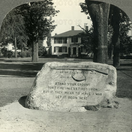 'Where the Revolutionary War Began, April 19, 1775 - the Town Common, Lexington, Mass.', c1930s. Creator: Unknown.