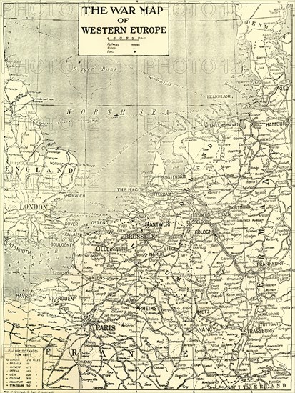 'The War Map of Western Europe', 1915. Creator: Unknown.