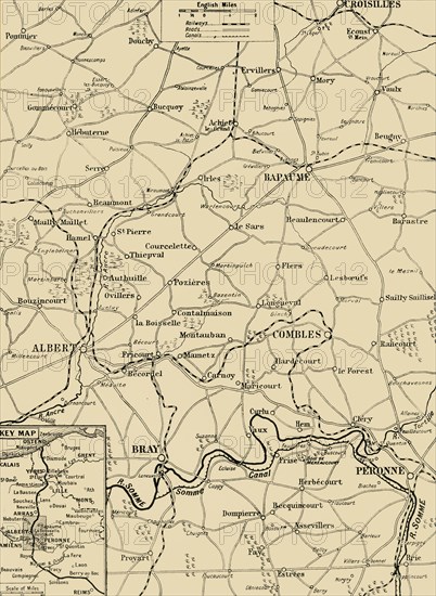 'Map Showing the Great British Advance of July 1916', 1916. Creator: Unknown.