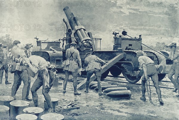 'British Heavy Howitzer in Action on the Western Front', 1916. Creator: Unknown.