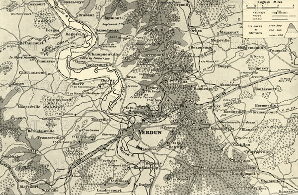 'Large Scale Map of First Phase of the Struggle for Verdun', 1916. Creator: Unknown.