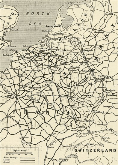 'Railway Systems of the Allies and Germany', 1916. Creator: Unknown.
