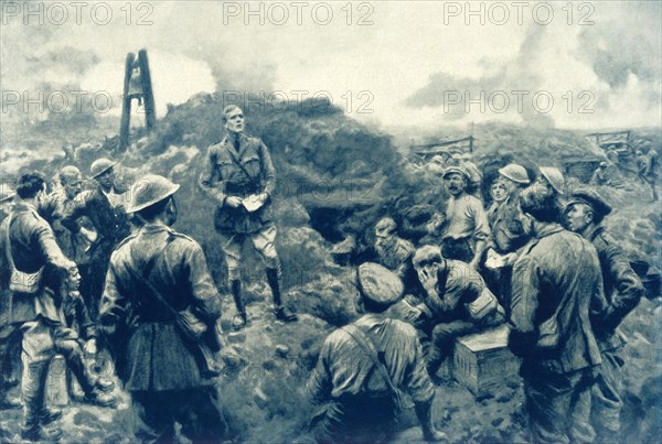 'Sunday on the Western Front: Chaplain Conducts Impromptu Service', 1917. Creator: Unknown.