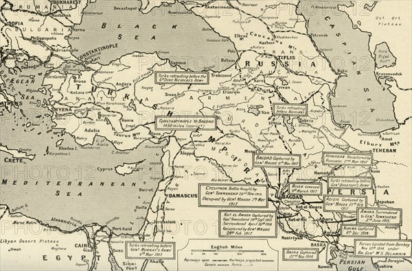 'Map of Two and a Half Years' Campaign in Mesopotamia', 1917. Creator: Unknown.