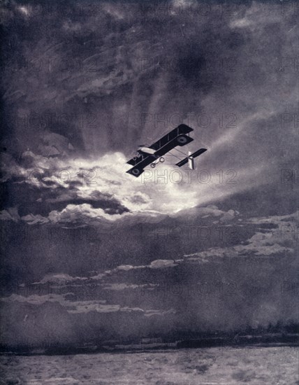 'British Airman Returning at Sunset After Successful Journey', 1917. Creator: Unknown.