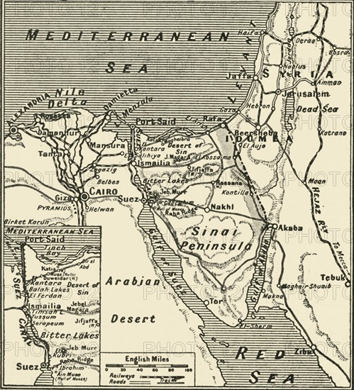 'Map of Egypt and the Sinai Peninsula', 1917. Creator: Unknown.