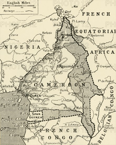 'Map Showing the German Cameroon Colony', 1916. Creator: Unknown.