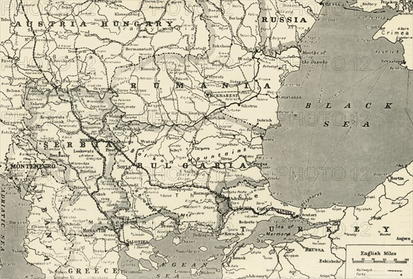 'Map Showing the Relation of Serbia to Neighbouring States', 1916. Creator: Unknown.