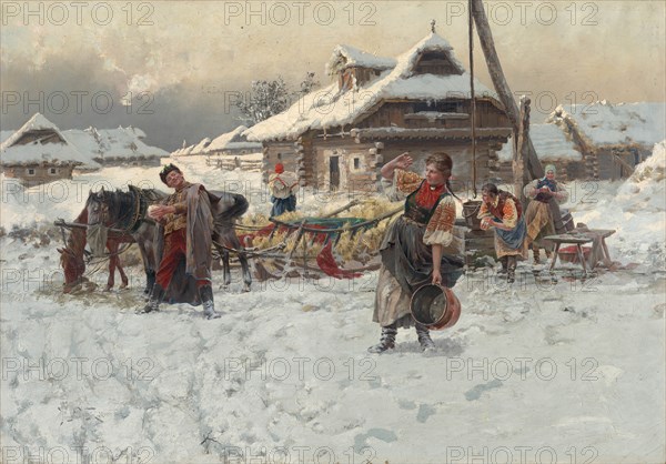 Throwing snowballs, 1892. Creator: Veshin, Jaroslav (1859-1915).