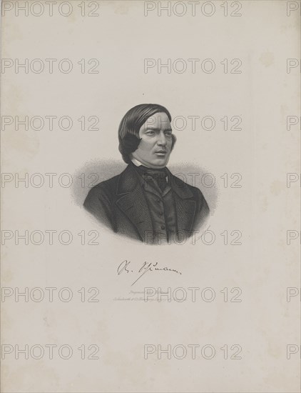 Portrait of the Composer Robert Schumann (1810-1856), c. 1840. Creator: Laemmel, Moritz (1822-?).