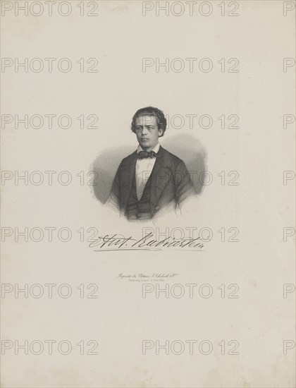 Portrait of the composer Anton Rubinstein (1829-1894), c. 1850. Creator: Anonymous.
