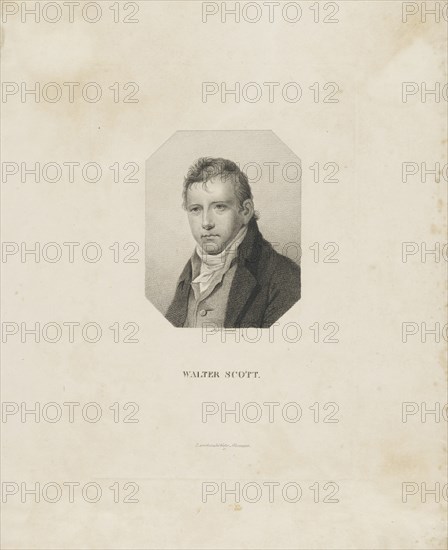 Portrait of the historical novelist and poet Sir Walter Scott (1771-1832), ca 1825. Creator: Bollinger, Friedrich Wilhelm (1777-1825).