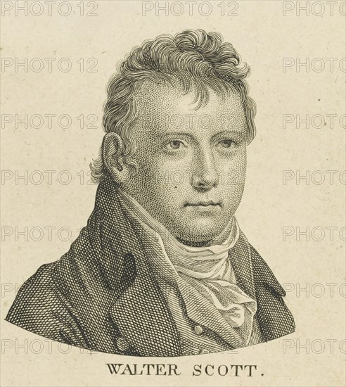 Portrait of the historical novelist and poet Sir Walter Scott (1771-1832), c. 1800. Creator: Anonymous.