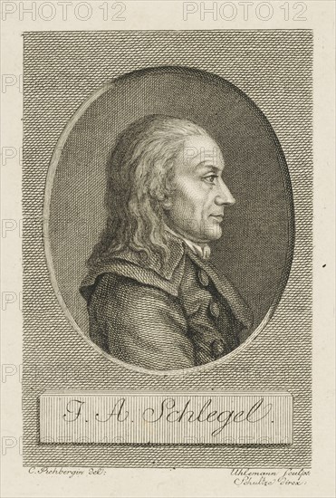 Johann Adolf Schlegel (1721-1793) , c. 1790. Creator: Uhlemann, Christian Friedrich Traugott (1765-1857).