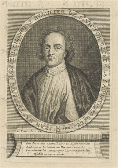 Portrait of the Poet Jean-Baptiste de Santeul (1630-1697) , um 1700. Creator: Desrochers, Étienne-Jehandier (1668-1741).