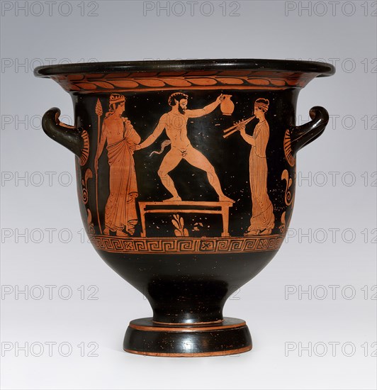 Satyr dancing (Apulian Krater), ca 420-410 BC. Creator: Sisyphus Painter (active c. 420-c. 390 BC).