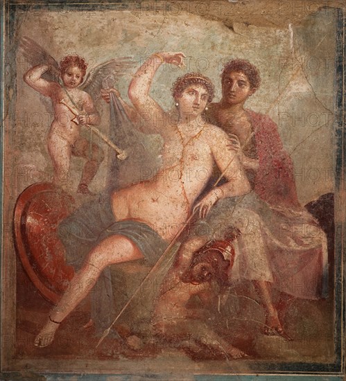Mars and Venus, 1st H. 1st cen. AD. Creator: Roman-Pompeian wall painting.