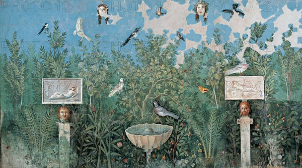 Garden. Fresco from The House of the Golden Bracelet (Casa del Bracciale d'Oro), 1st H. 1st cen. AD. Creator: Roman-Pompeian wall painting.