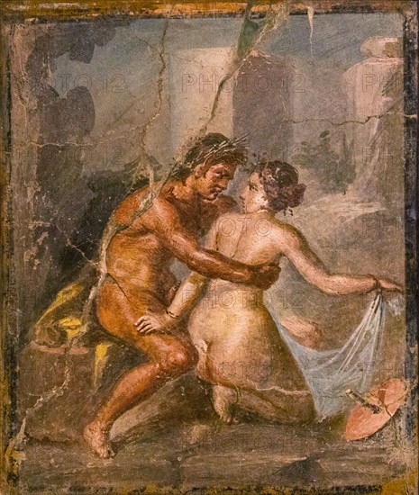 Satyr and Nymph, 1st H. 1st cen. AD. Creator: Roman-Pompeian wall painting.