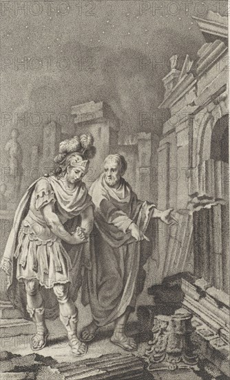 Scipio Aemilianus before the ruins of Carthage in the company of Polybius, 1797. Creator: Buys, Jacobus (1724-1801).